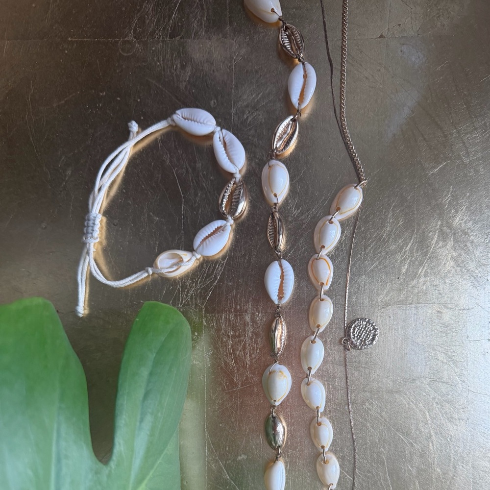 Shell Jewelry Set with Gold Accents